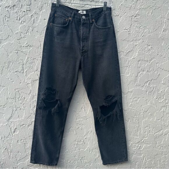 AGOLDE 90's Jeans Women 25 Distressed Straight Leg Button Fly Organic Cotton - Picture 1 of 9